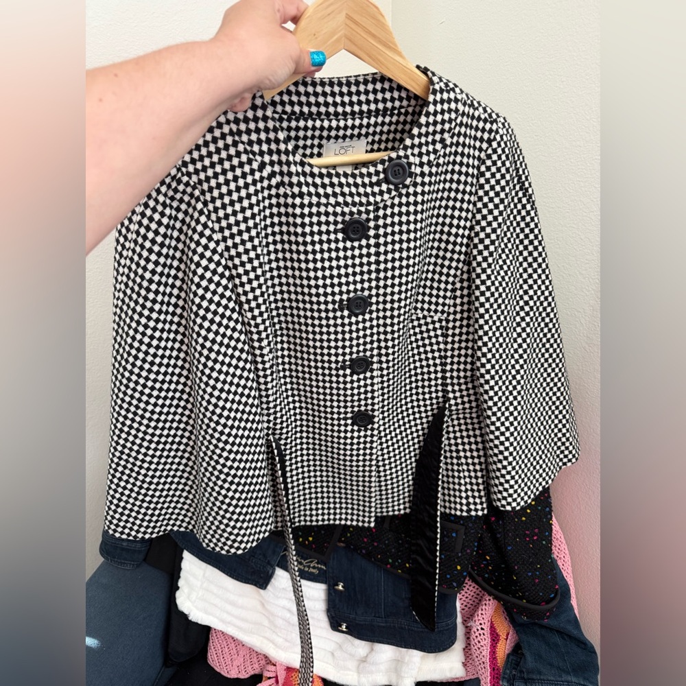 LOFT Monochrome Houndstooth Jacket